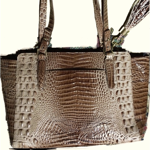 Brahmin Melbourne Large Tote Shoulder Handbag Gold Tone Hardware 18” Top - Picture 2 of 15